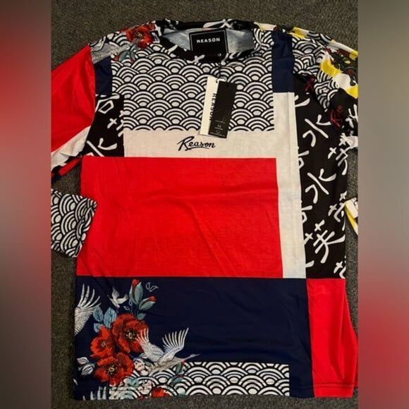 NWT Reason Men's Multi Swan Long Sleeve Tee Size L - Picture 7 of 7